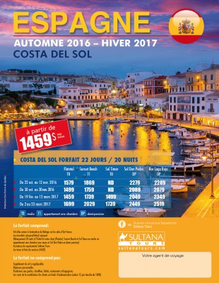 Espagne Costa del sol - Automne 2016 - Hiver 2017