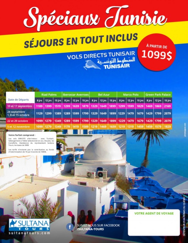 Spéciaux Tunisie - séjours en tout inclus